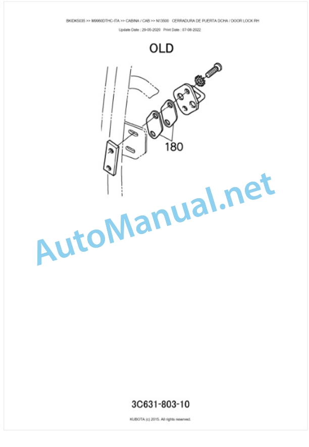 Kubota M9960DTHC-ITA Parts Manual PDF BKIDK5035-5