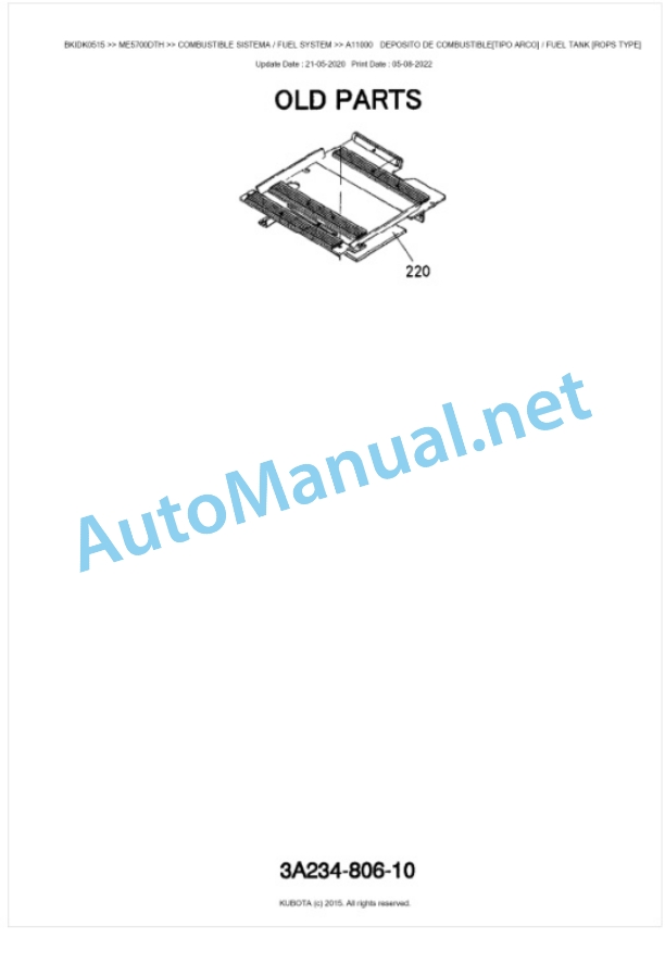 Kubota ME5700DTH Parts Manual PDF BKIDK0515-2