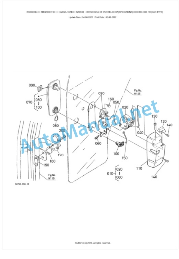 Kubota ME8200DTHC, ME9000DTHC Parts Manual PDF BKIDK0504-5