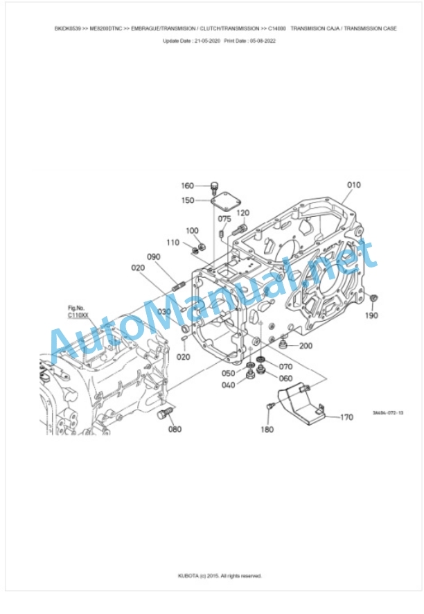 Kubota ME8200DTNC Parts Manual PDF BKIDK0539-3