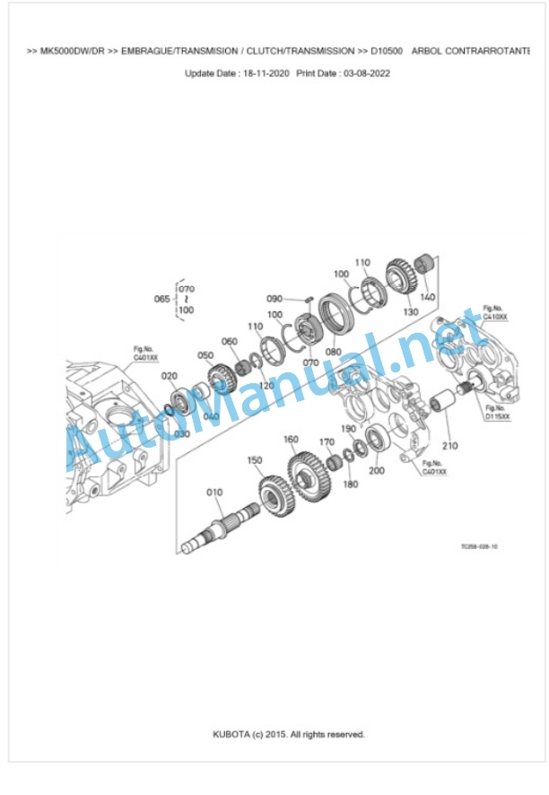 Kubota MK5000DW, MK5000DR Parts Manual PDF BKIDK5119-3