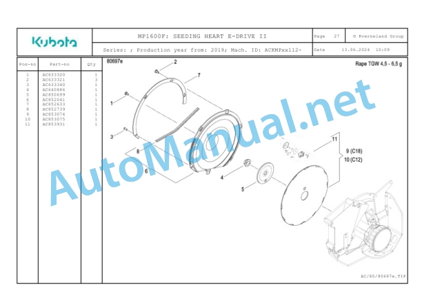 Kubota MP1600F Parts Manual PDF-2