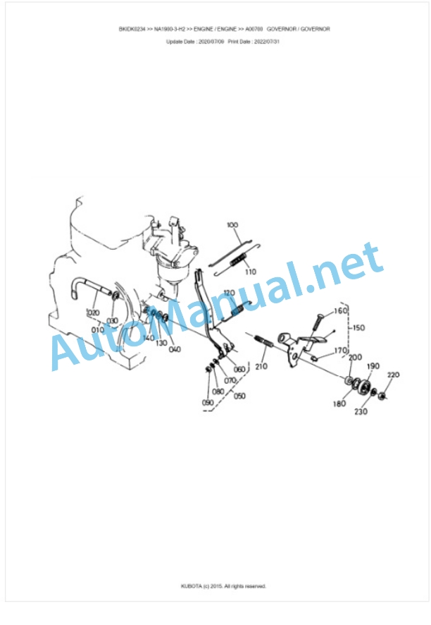 Kubota NA1900-3-H2 Parts Manual PDF BKIDK0234-3