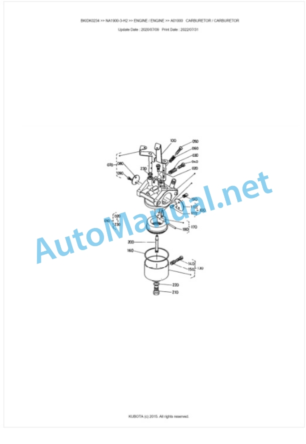 Kubota NA1900-3-H2 Parts Manual PDF BKIDK0234-4