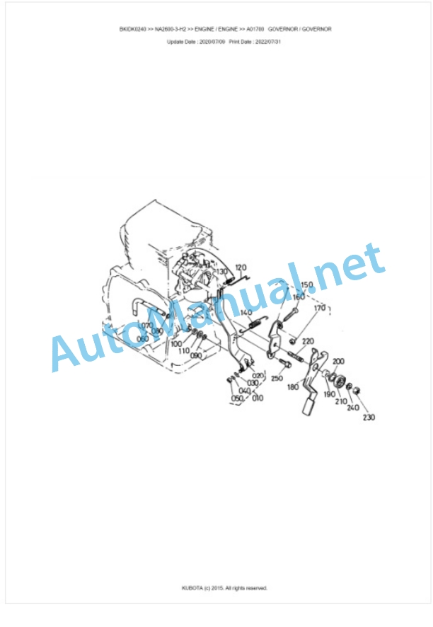 Kubota NA2600-3-H2 Parts Manual PDF BKIDK0240-2