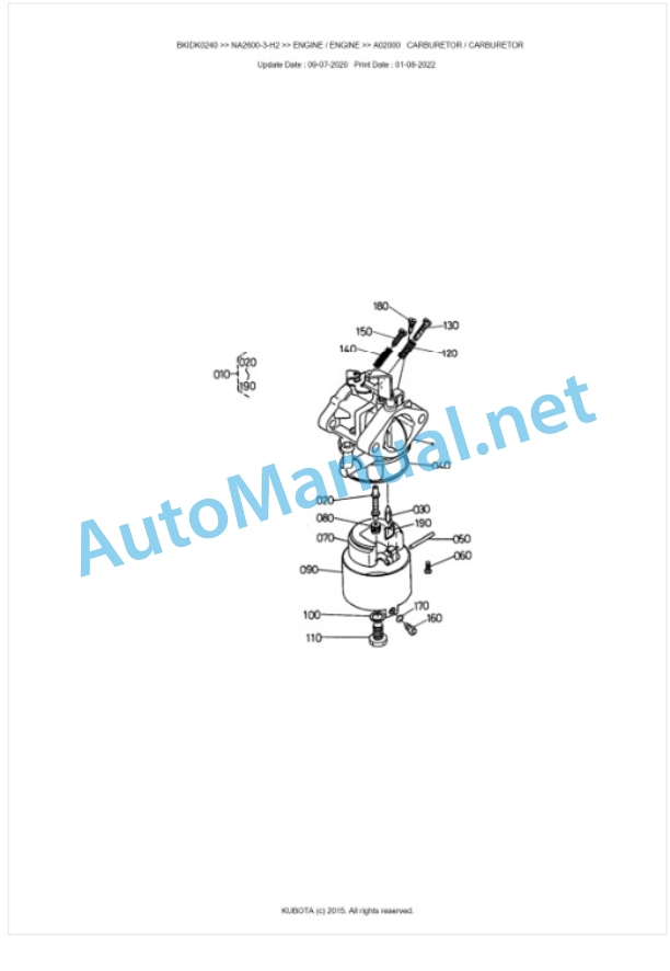 Kubota NA2600-3-H2 Parts Manual PDF BKIDK0240-5