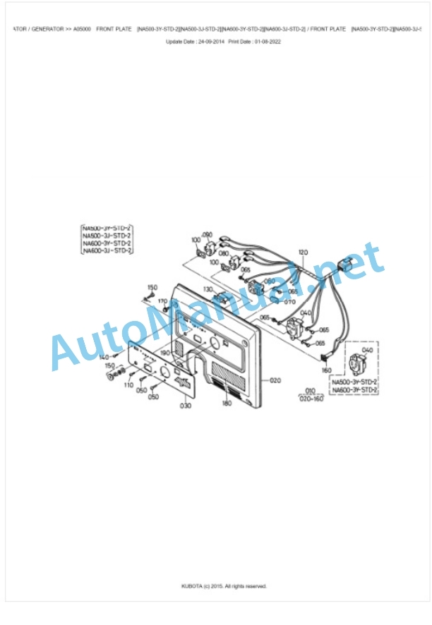 Kubota NA500 Parts Manual PDF BKIDA0076-2