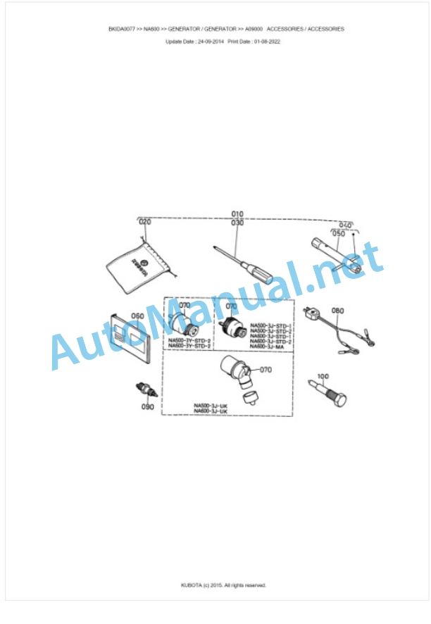 Kubota NA600 Parts Manual PDF BKIDA0077-3