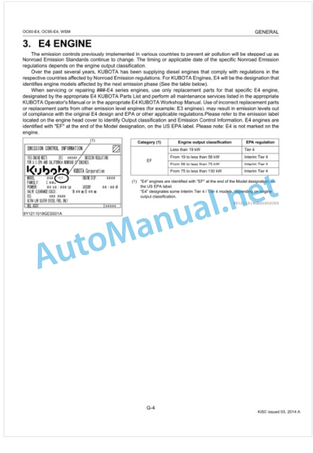 Kubota OC60-E4, OC95-E4 Diesel Engine Workshop Manual PDF-2