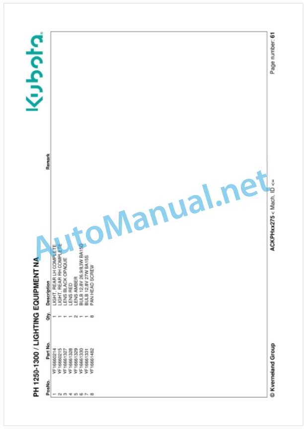 Kubota PH 1250-1300 Parts Manual PDF-5