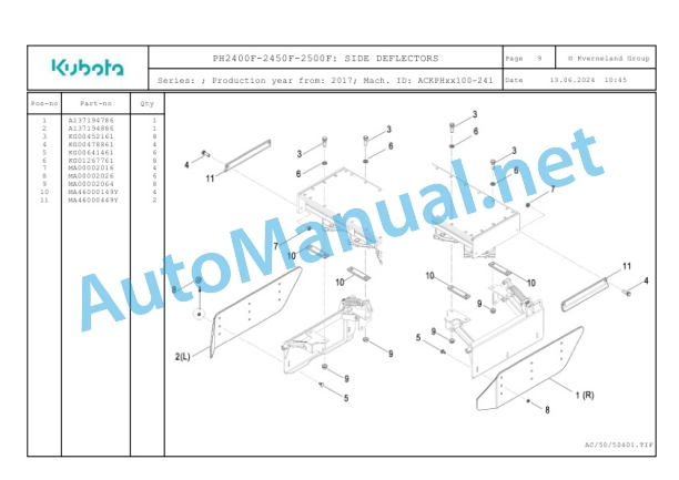 Kubota PH2400F-2450F-2500F Parts Manual PDF-2