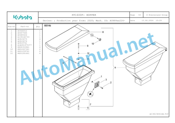 Kubota PP1600F Parts Manual PDF-2