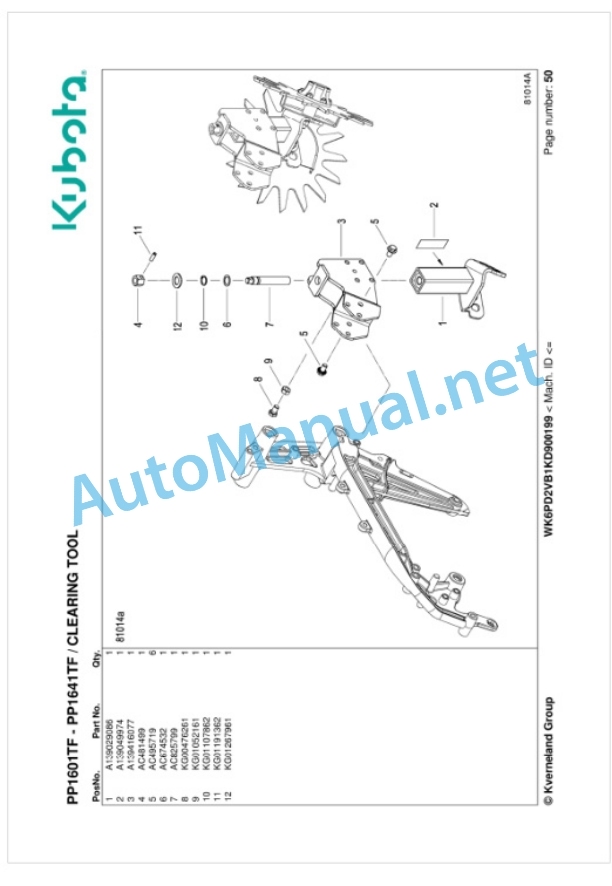 Kubota PP1601TF, PP1641TF Parts Manual PDF-2