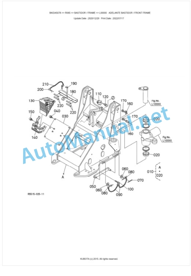 Kubota R065 Parts Manual PDF BKIDA5078-4