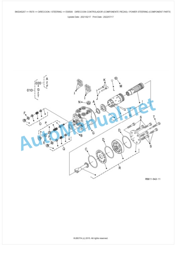 Kubota R070 Parts Manual PDF BKIDA5207-3