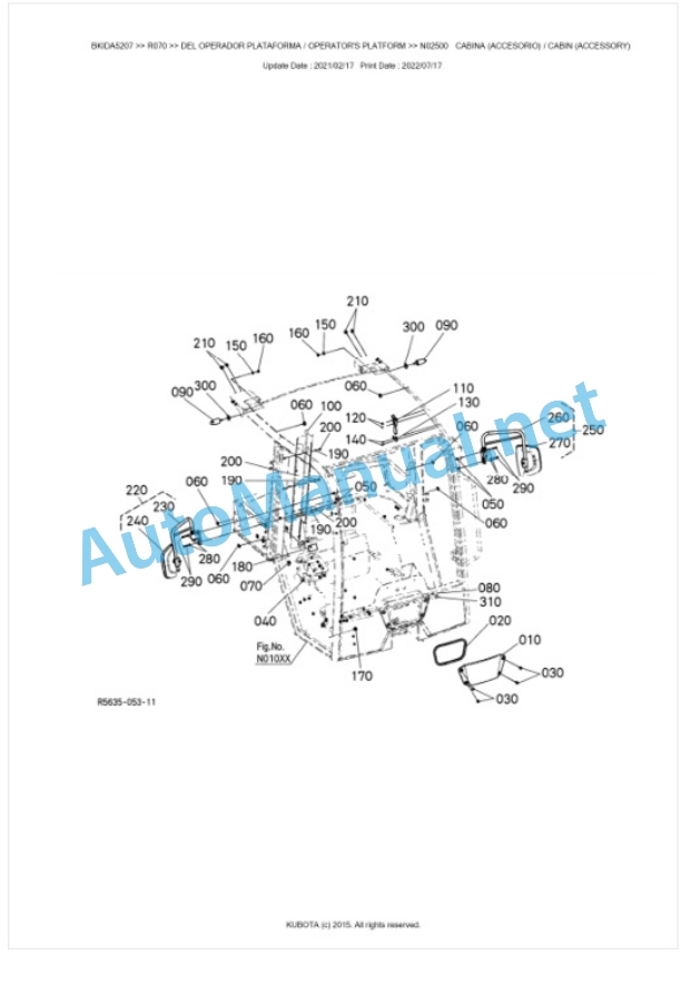 Kubota R070 Parts Manual PDF BKIDA5207-5