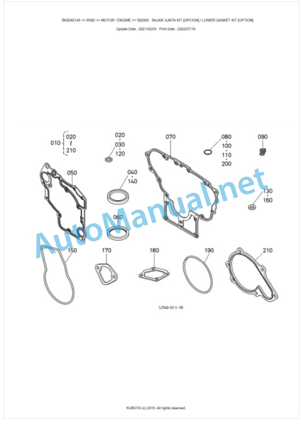 Kubota R082 Parts Manual PDF BKIDA5140-2