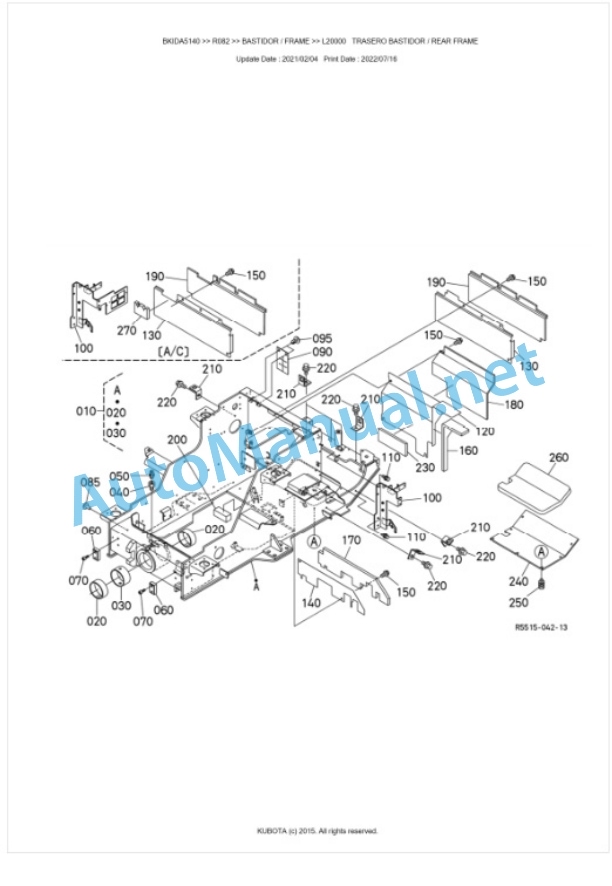 Kubota R082 Parts Manual PDF BKIDA5140-4