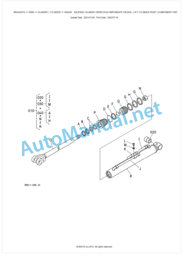 Kubota R085 Parts Manual PDF BKIDA5079-4