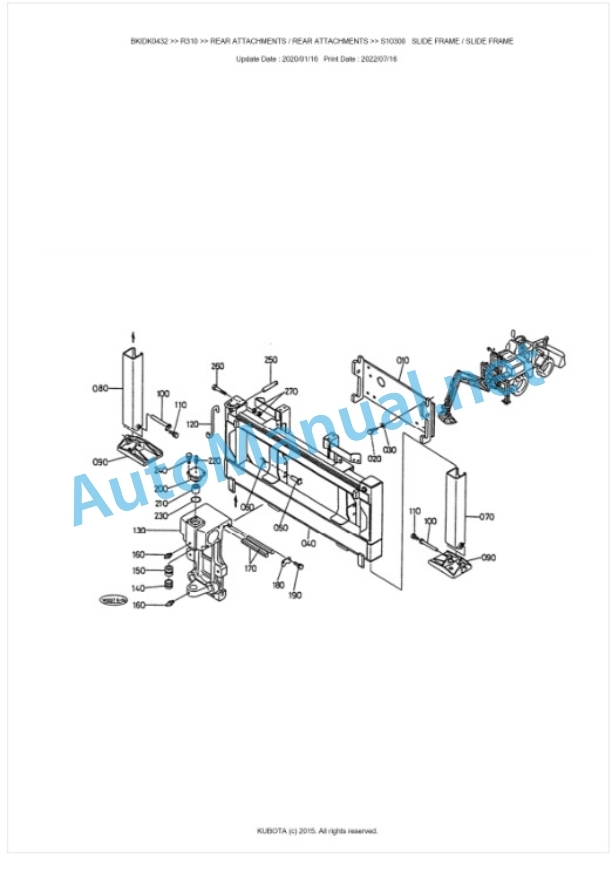 Kubota R310 Parts Manual PDF BKIDK0432-5