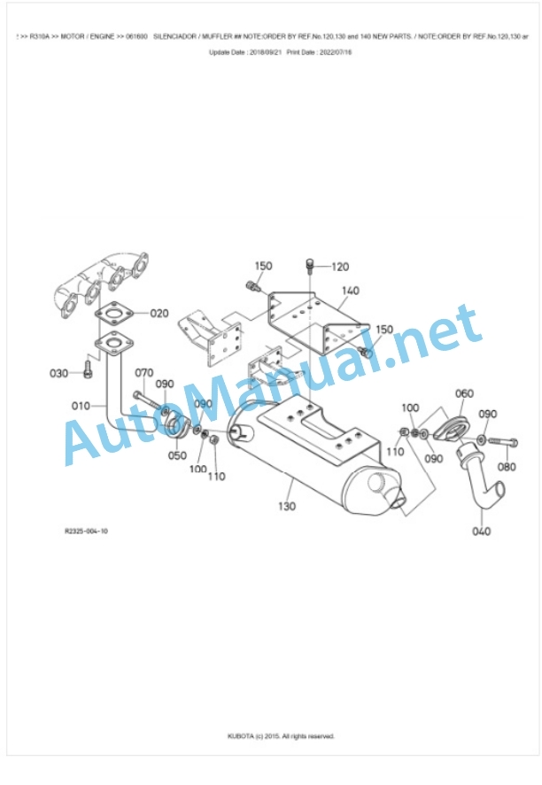 Kubota R310 Parts Manual PDF BKIDK0562-2