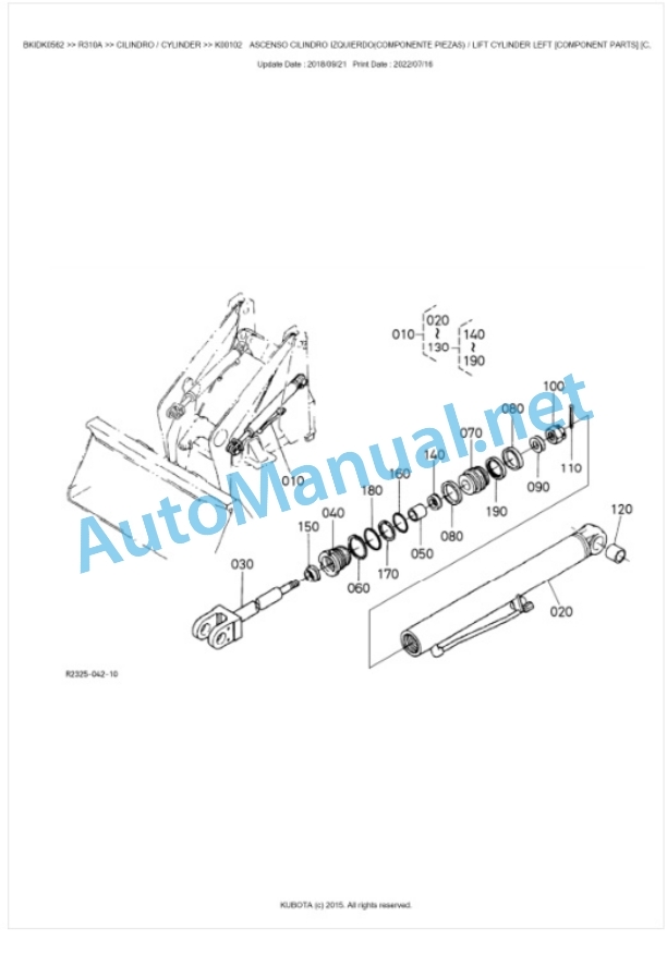 Kubota R310 Parts Manual PDF BKIDK0562-4