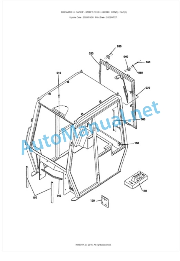 Kubota R310 Series CABINE Parts Manual PDF BKIDA0179-4