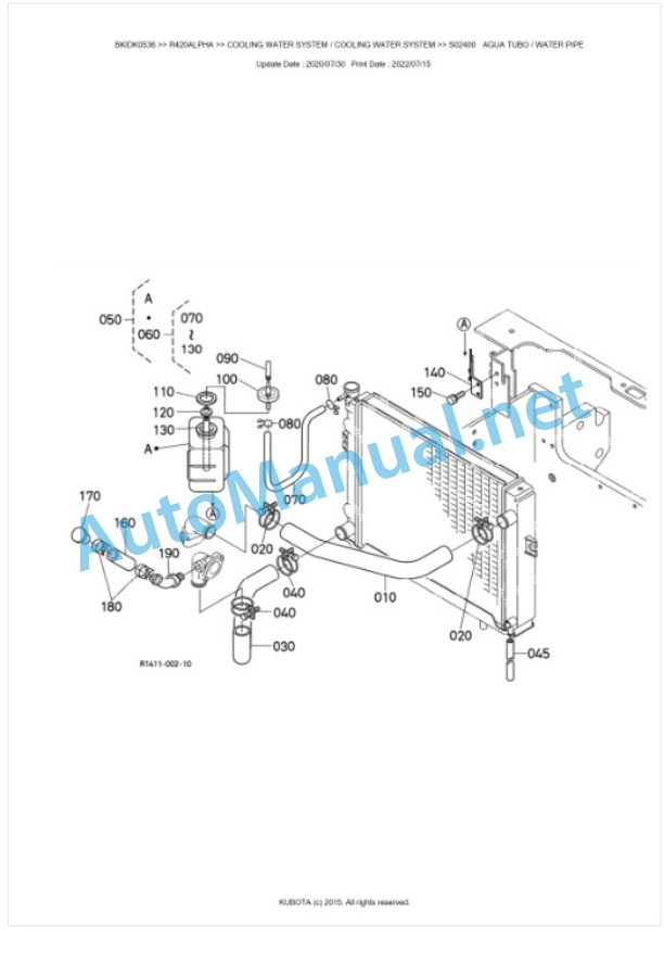 Kubota R420ALPHA Parts Manual PDF BKIDK0536-2