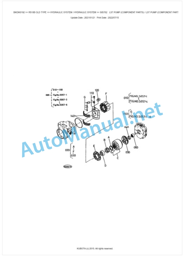 Kubota R510B OLD TYPE Parts Manual PDF BKIDK0192-2