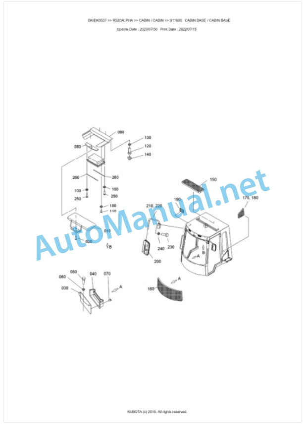 Kubota R520ALPHA Parts Manual PDF BKIDK0537-5