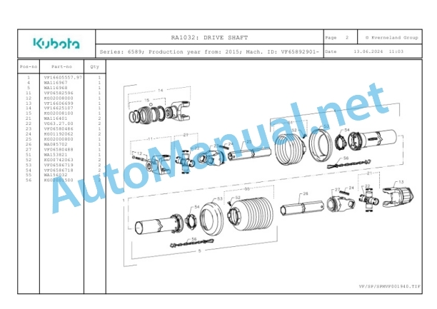 Kubota RA1032 Parts Manual PDF-2