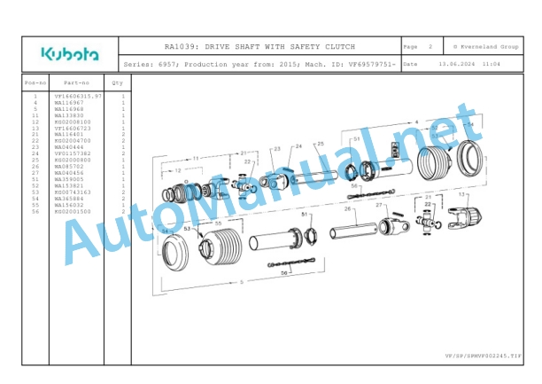 Kubota RA1039 Parts Manual PDF-2