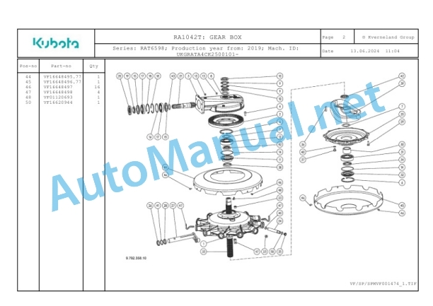 Kubota RA1042T Parts Manual PDF-2