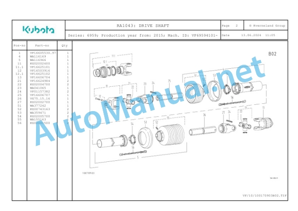 Kubota RA1043 Parts Manual PDF-2