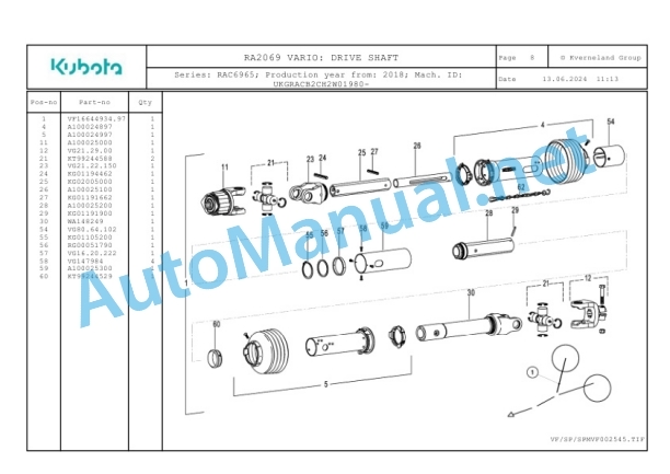 Kubota RA2069 VARIO Parts Manual PDF-2