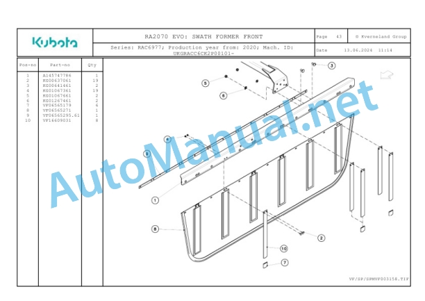 Kubota RA2070 EVO Parts Manual PDF-5