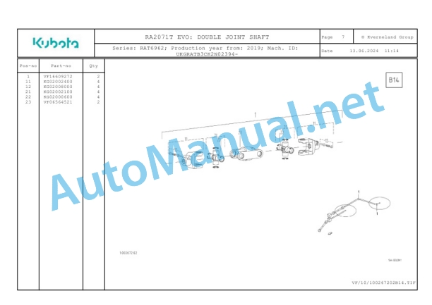 Kubota RA2071T EVO Parts Manual PDF-2