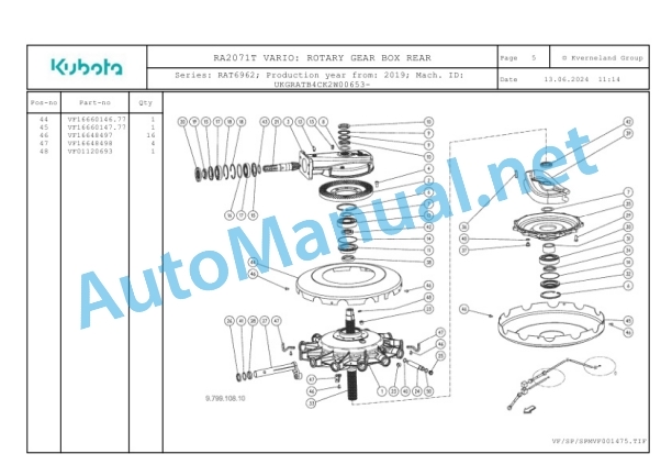 Kubota RA2071T VARIO Parts Manual PDF-2