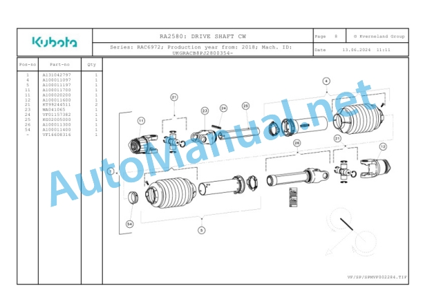 Kubota RA2580 Parts Manual PDF-2