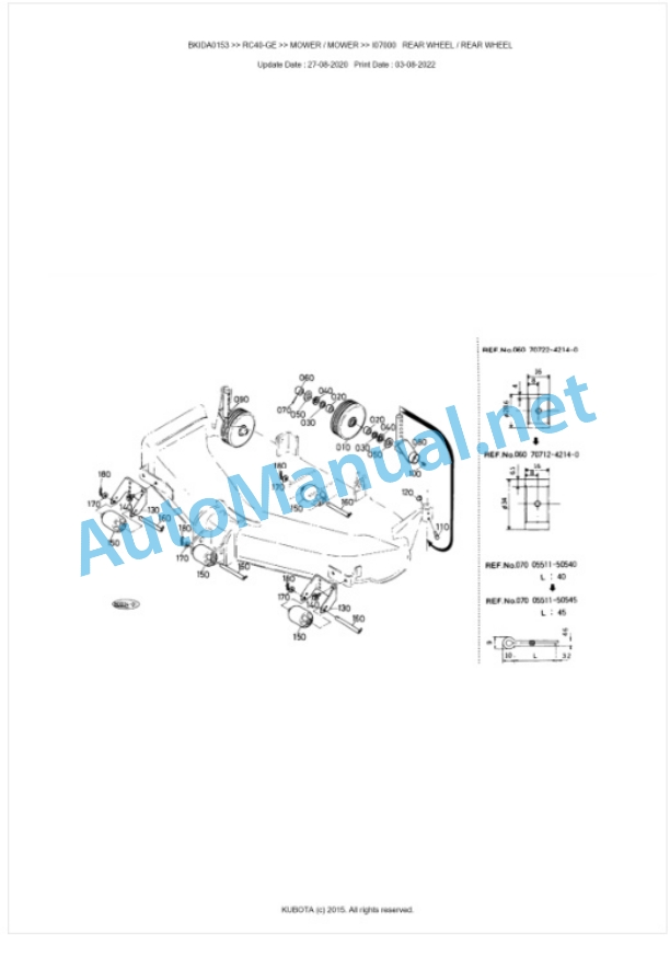 Kubota RC40-GE Parts Manual PDF BKIDA0153-4