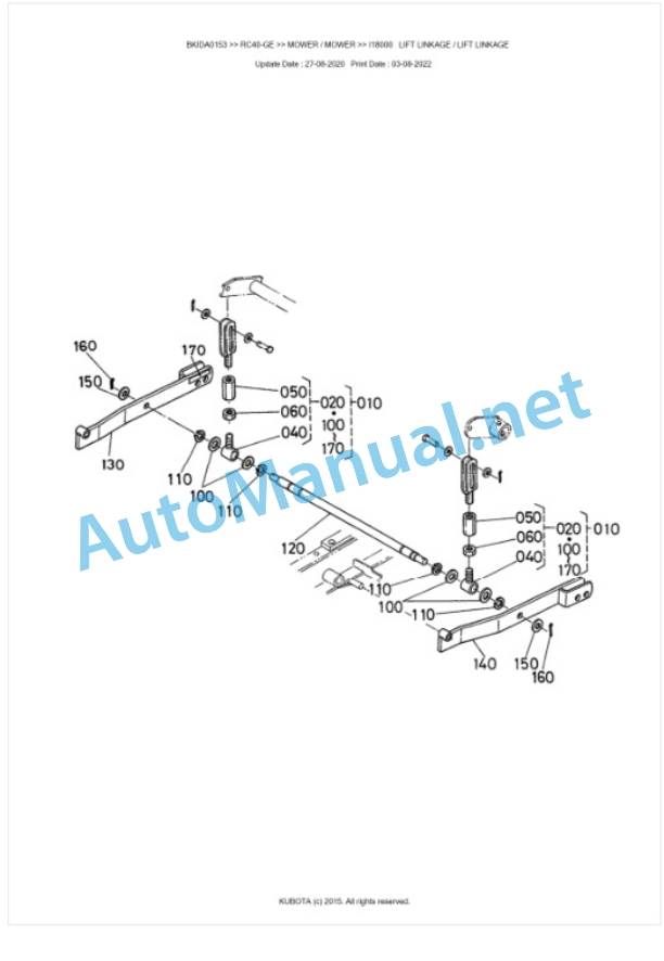 Kubota RC40-GE Parts Manual PDF BKIDA0153-5