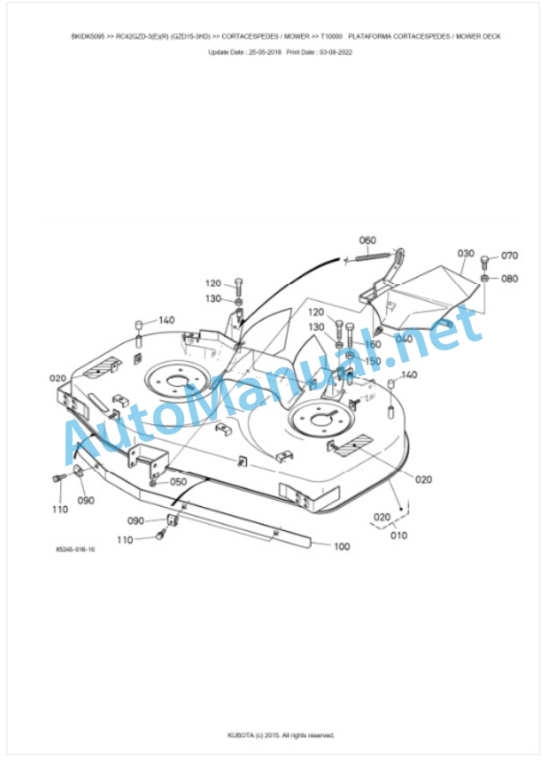 Kubota RC42GZD-3(E)(R) (GZD15-3HD) Parts Manual PDF BKIDK5095-4