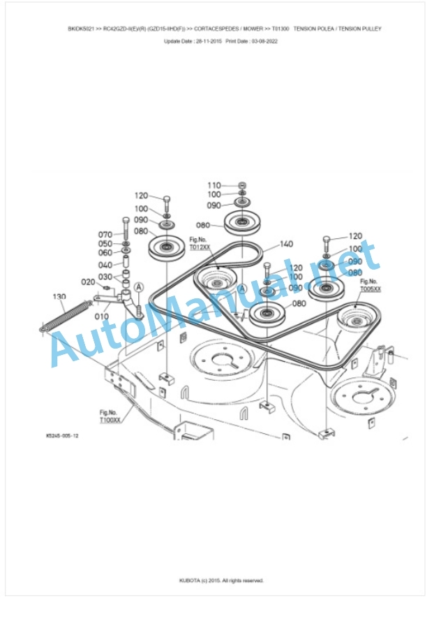 Kubota RC42GZD-II(E) (R) (GZD15-IIHD(F)) Parts Manual PDF BKIDK5021-3