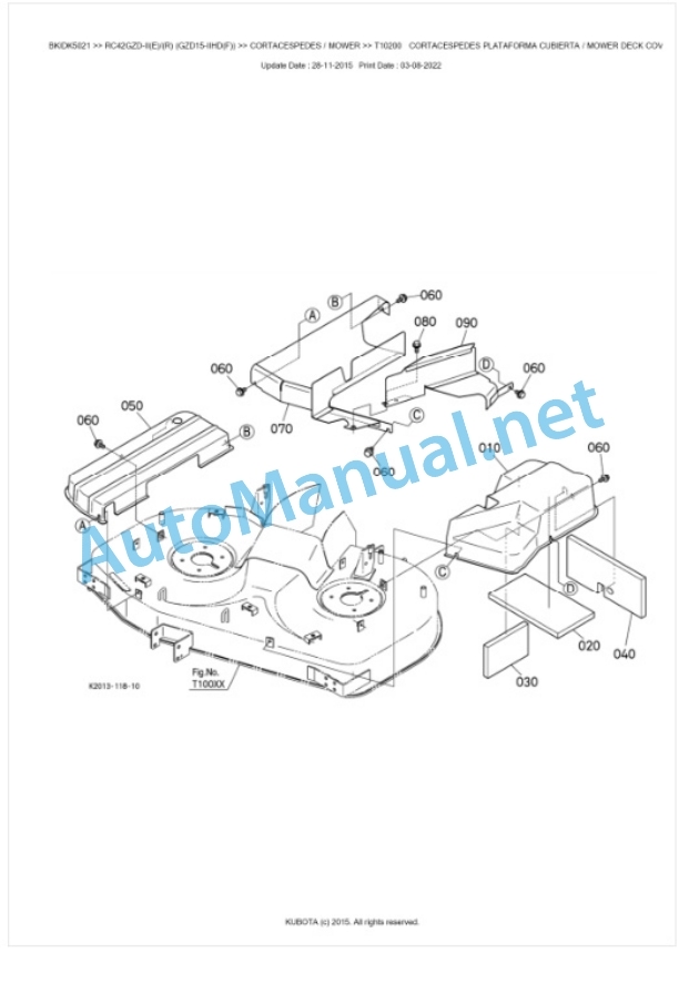 Kubota RC42GZD-II(E) (R) (GZD15-IIHD(F)) Parts Manual PDF BKIDK5021-4