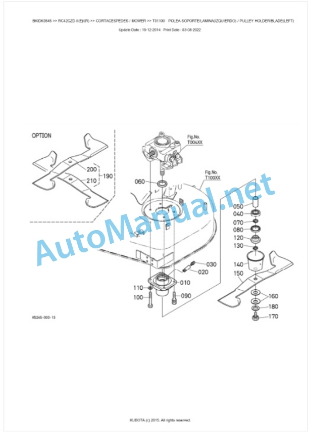 Kubota RC42GZD-II(E)(R) Parts Manual PDF BKIDK0545-2