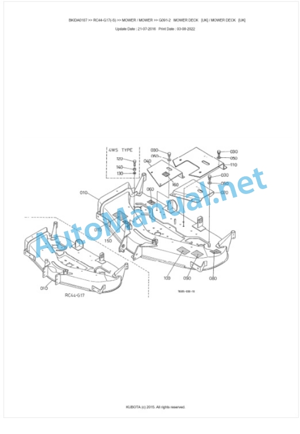 Kubota RC44-G17(-S) Parts Manual PDF BKIDA0107-3