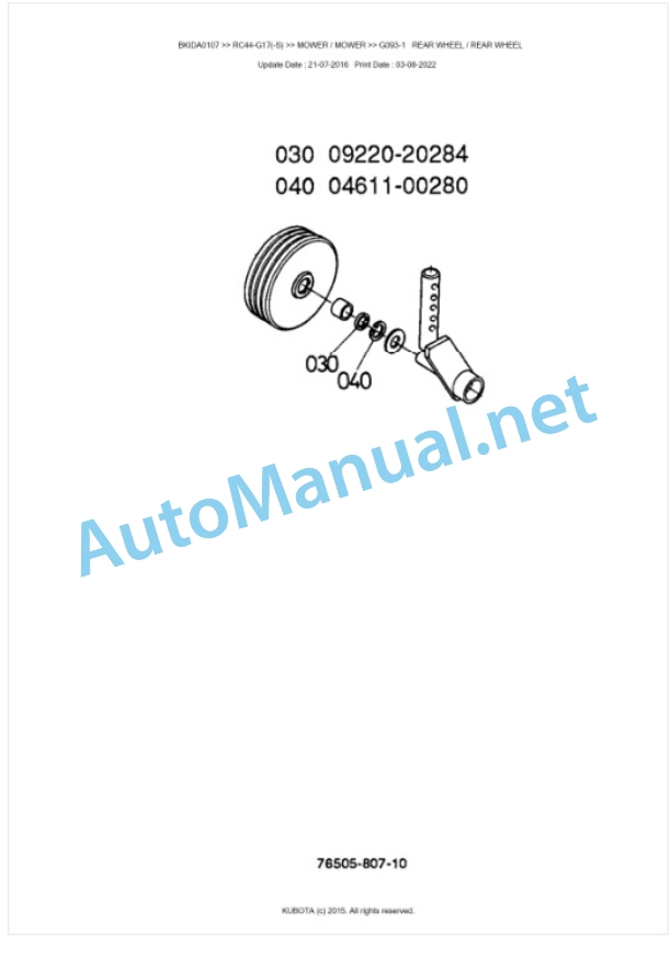 Kubota RC44-G17(-S) Parts Manual PDF BKIDA0107-4