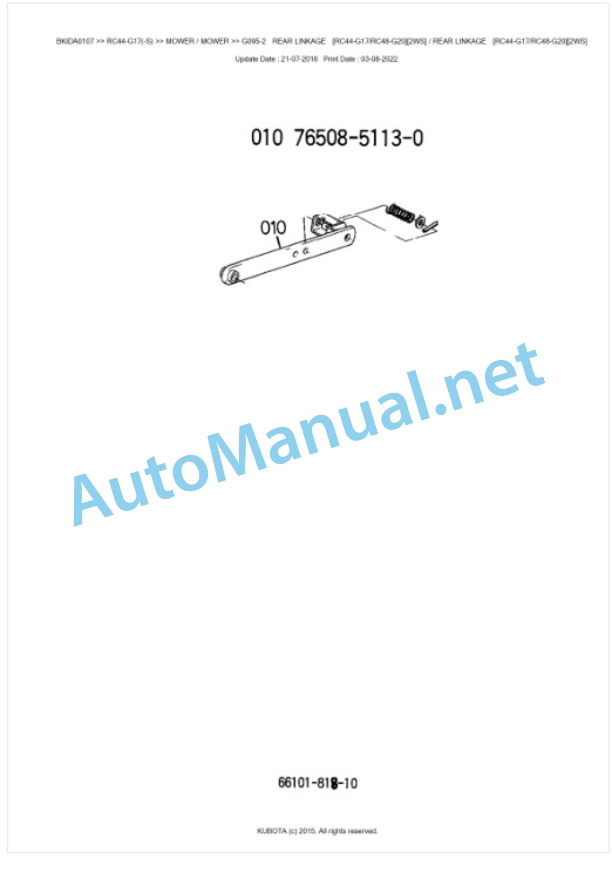 Kubota RC44-G17(-S) Parts Manual PDF BKIDA0107-5