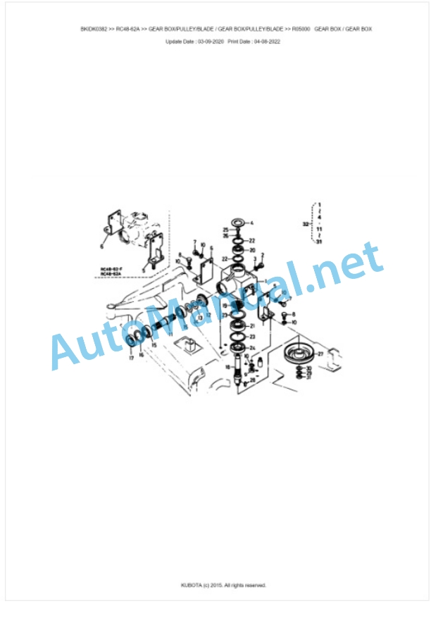 Kubota RC48-62A Parts Manual PDF BKIDK0382-3