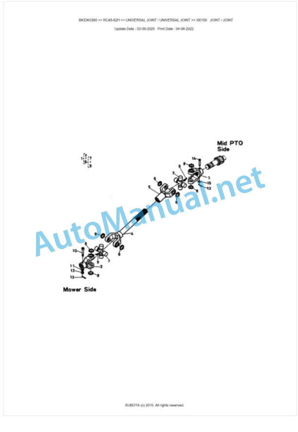 Kubota RC48-62H Parts Manual PDF BKIDK0360-2